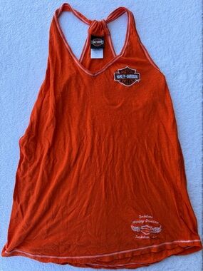 Harley-Davidson Orange Logo Tank Top with Black Patch